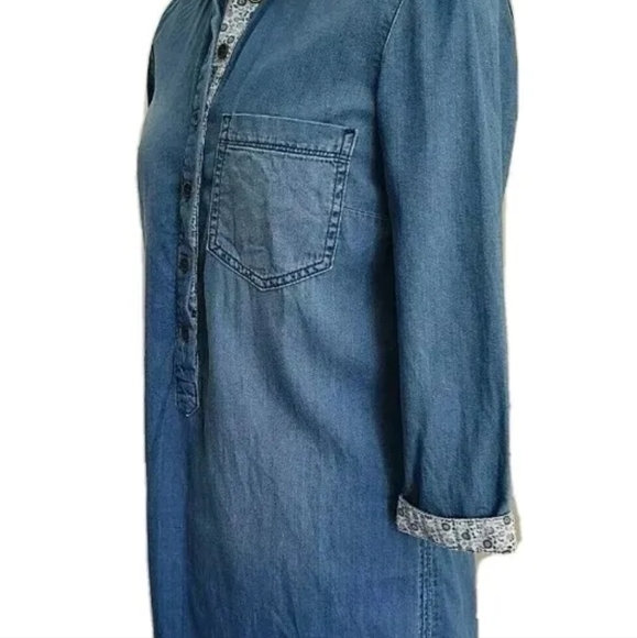 White Stuff Denim Dress Button Back Detail Pocket 3/4 Sleeved size 8 uk - Picture 3 of 8
